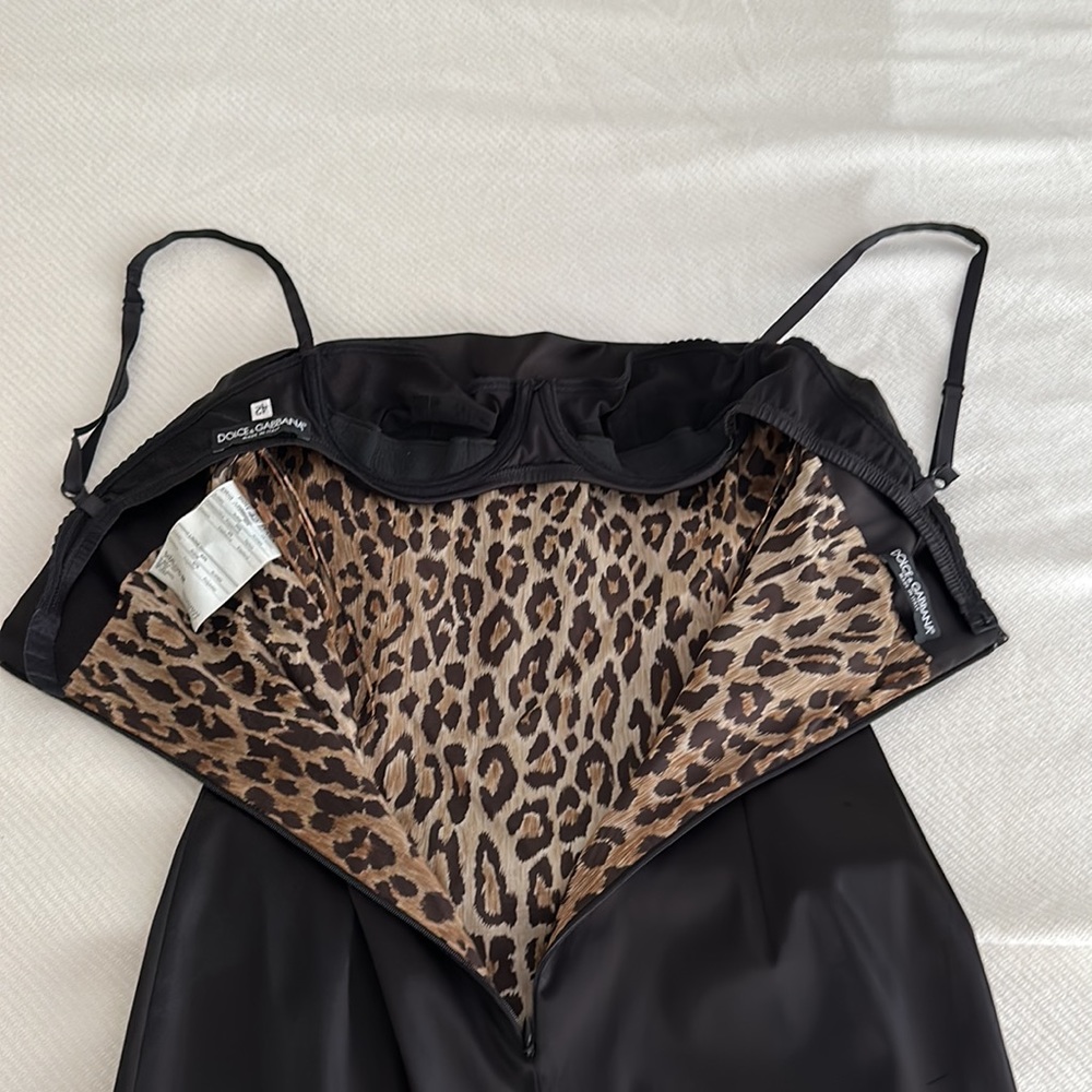 Dolce & Gabbana Black Satin Spaghetti-Strap Midi Dress - Picture 3 of 14
